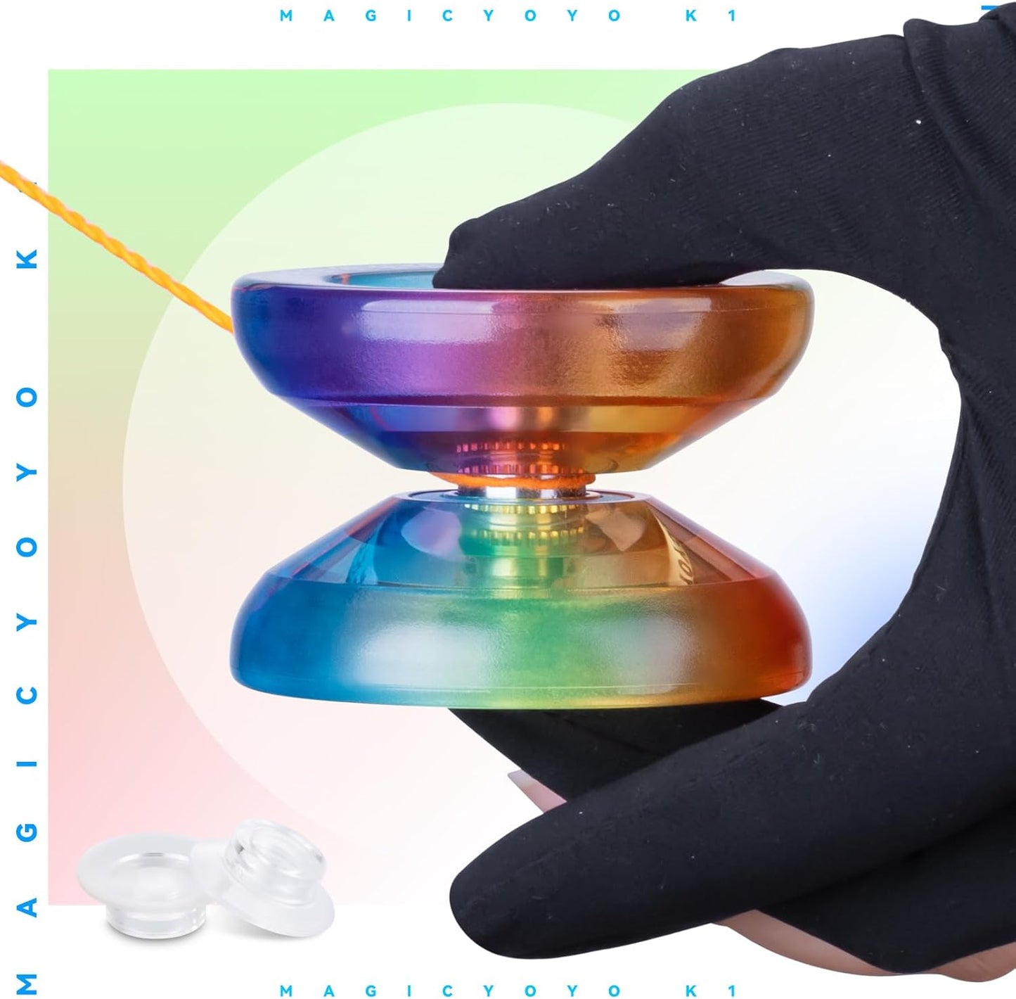 MAGICYOYO Responsive and Slow Yo-Yo with Bearing Kit + 12 Strings + Storage Bag (V11 Lake Blue + K1 Blue Pink Yellow)