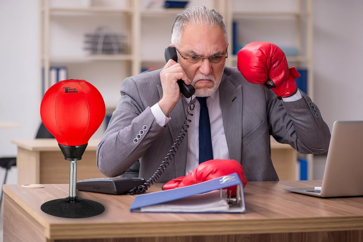 Tech Tools Desktop Punching Bag - Suction-Attached, Heavy-Duty Stress Relief Punching Bag