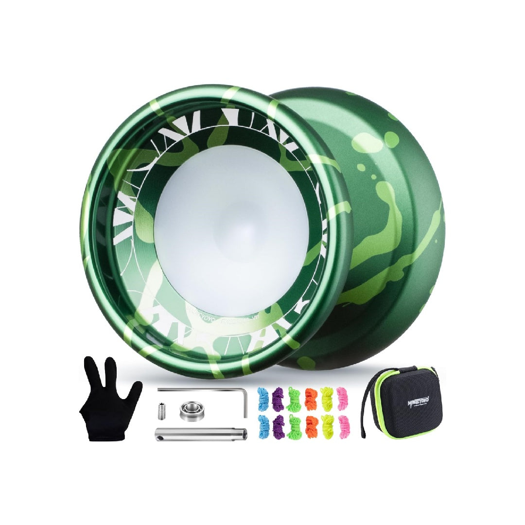 MAGICYOYO Responsive and Slow Yo-Yo with Bearing Kit + 12 Strings + Storage Bag (V11 Lake Blue + K1 Blue Pink Yellow)