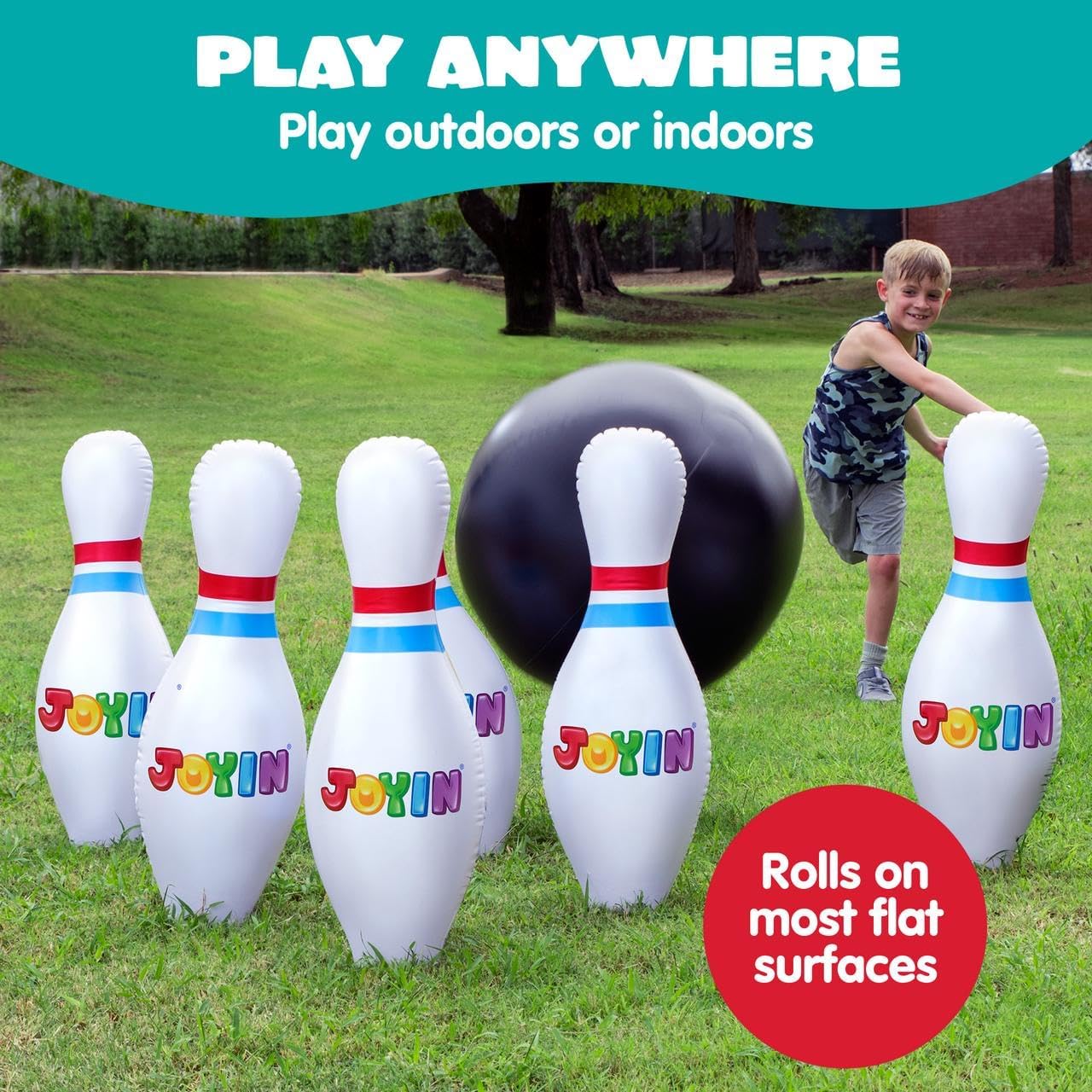 JOYIN Giant Inflatable Bowling Ball Set for Kids and Adults, Children's Educational Motor Skills Toy