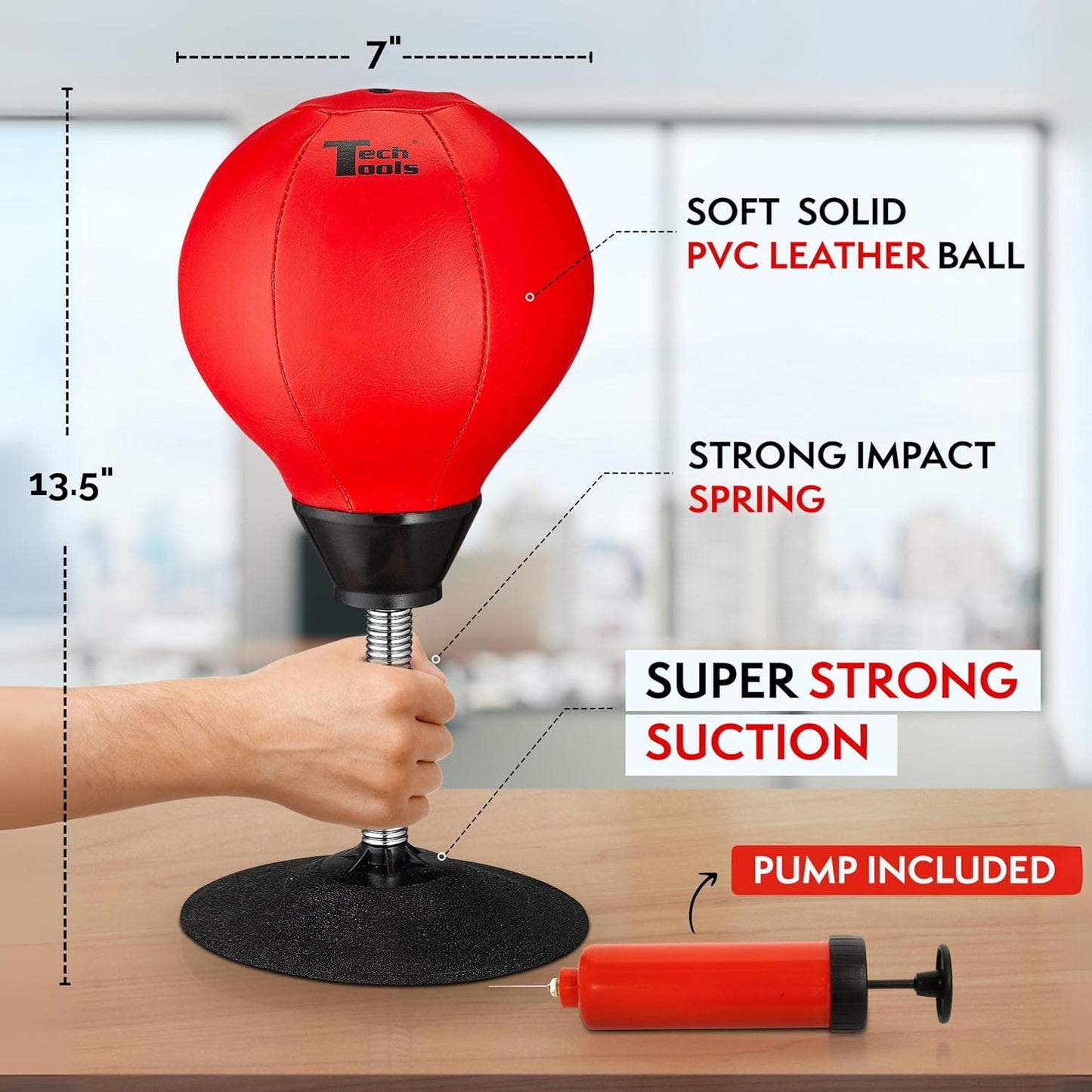 Tech Tools Desktop Punching Bag - Suction-Attached, Heavy-Duty Stress Relief Punching Bag