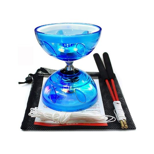 Diabolo Chinese Yo-Yo Set with Colorful LED Lights, Comes with Diabolo Stick, String and Mesh Bag